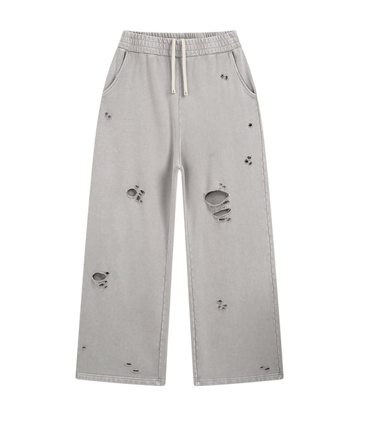 GREY DESTROYED SWEATPANTS
