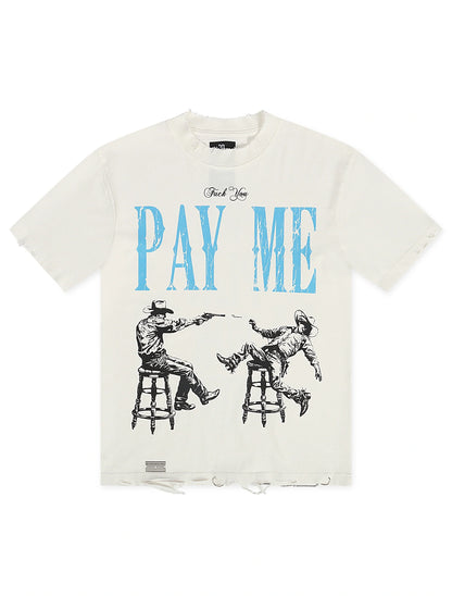 November Reign We Play For Keep Hand Shredded Tee - White